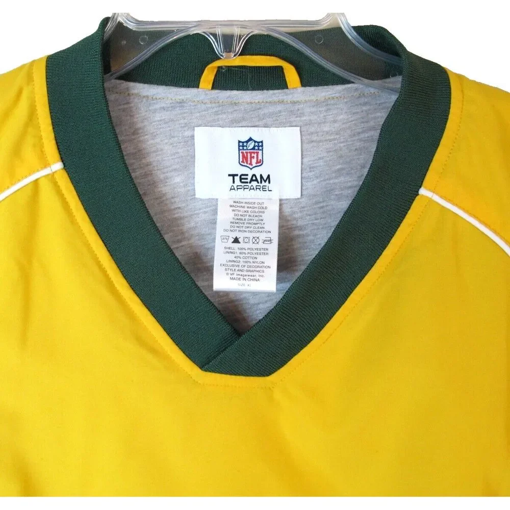 Green Bay Packers NFL Team Apparel‎ V-Neck Pullover Wind Jacket Men's XL Lined